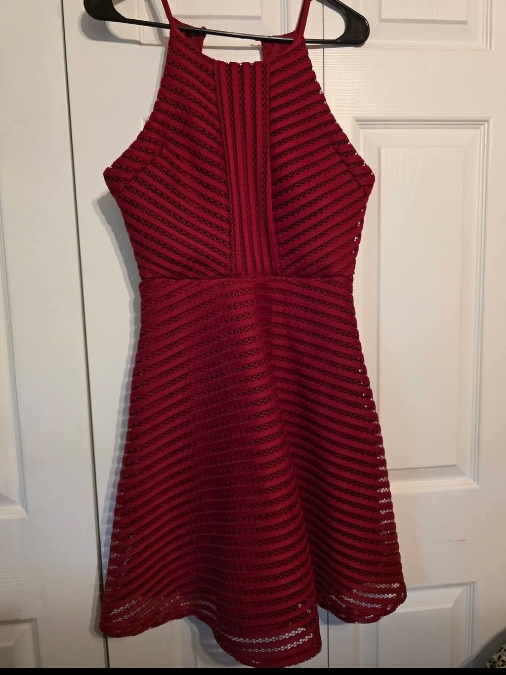She and Sky Crimson Halter Fit & Flare Mini Dress